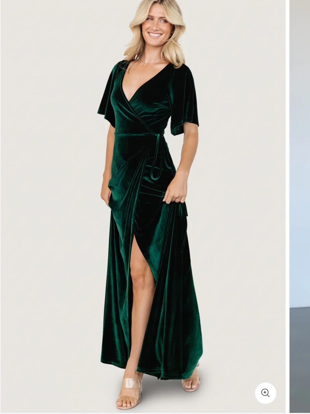 Baltic Born Emerald Green Velvet Wrap Maxi Dress